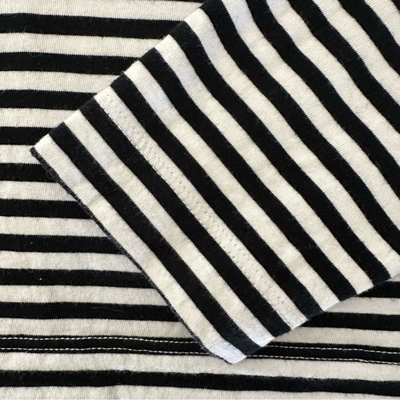 AYR Port Tee Cropped Long Sleeve Crew Neck T-Shirt Black and White Stripe Large - Picture 6 of 8